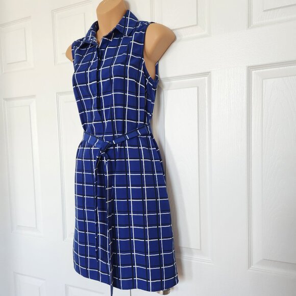 BANANA REPUBLIC FACTORY BLUE PLAID DRESS  SIZE 2 - Picture 3 of 6
